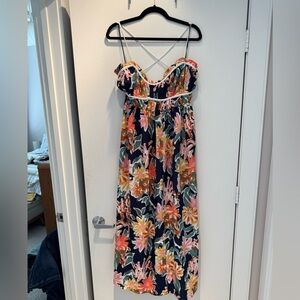 Lush Floral Maxi Dress - Navy and Multicolor